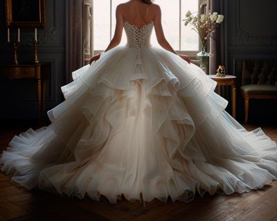 Suknia ślubna w falbany